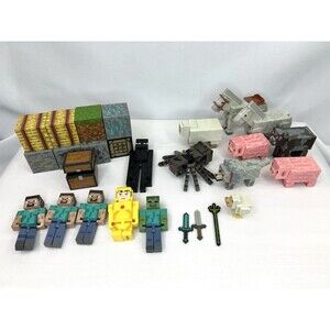 Minecraft Mojang Figures Blocks People Animals Weapons Lot Of 27